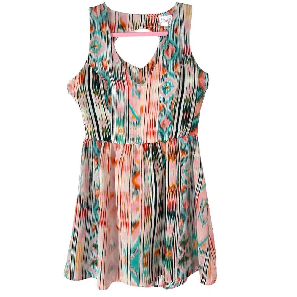 Parker Pink Striped Cut-out Sleeveless Silk Suri Dress Medium
